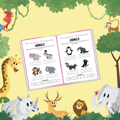 Kindergarten animal book worksheets for kids