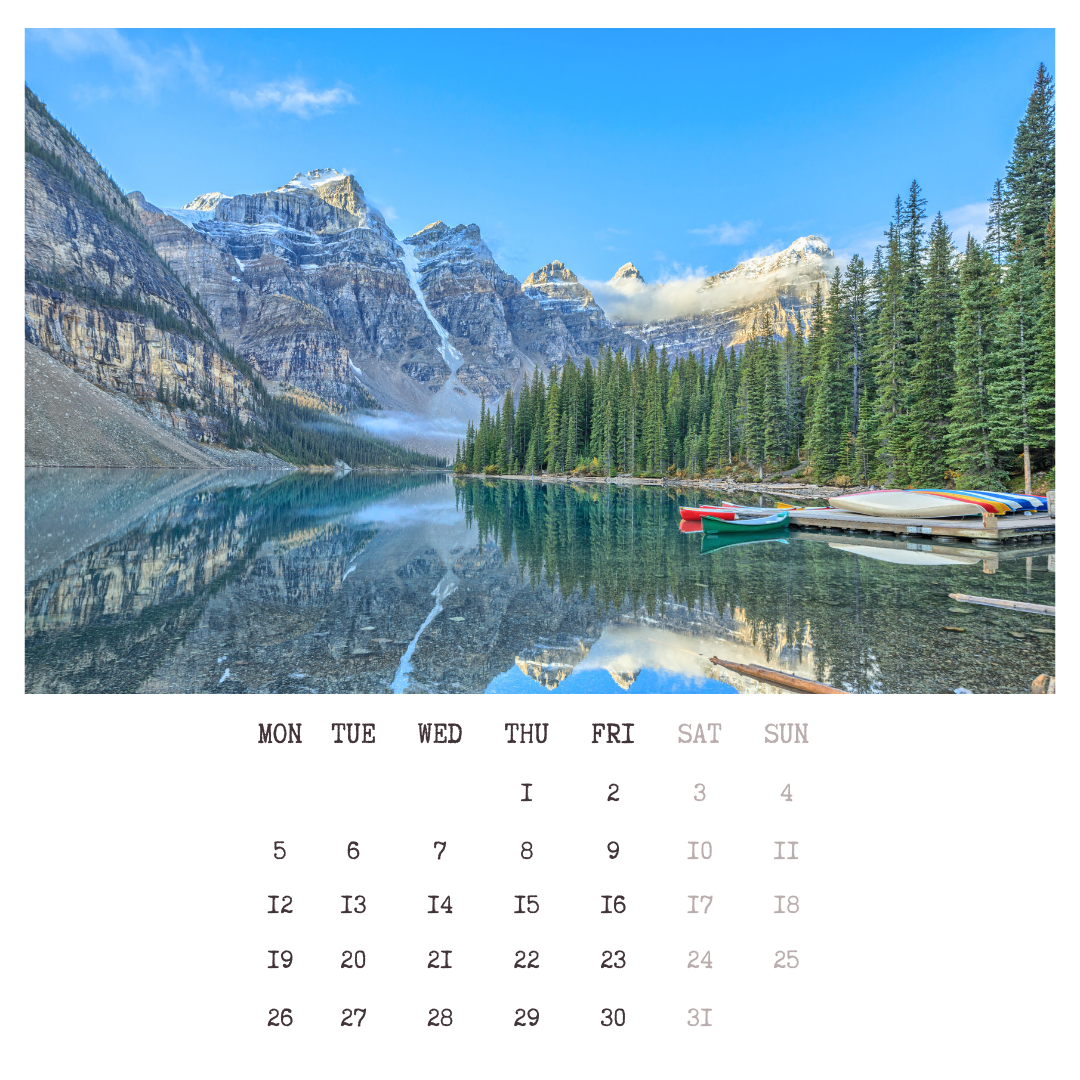 2024 Monthly calendar with a simple nature