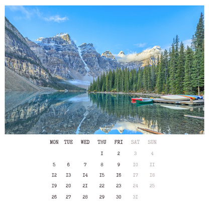 2024 Monthly calendar with a simple nature