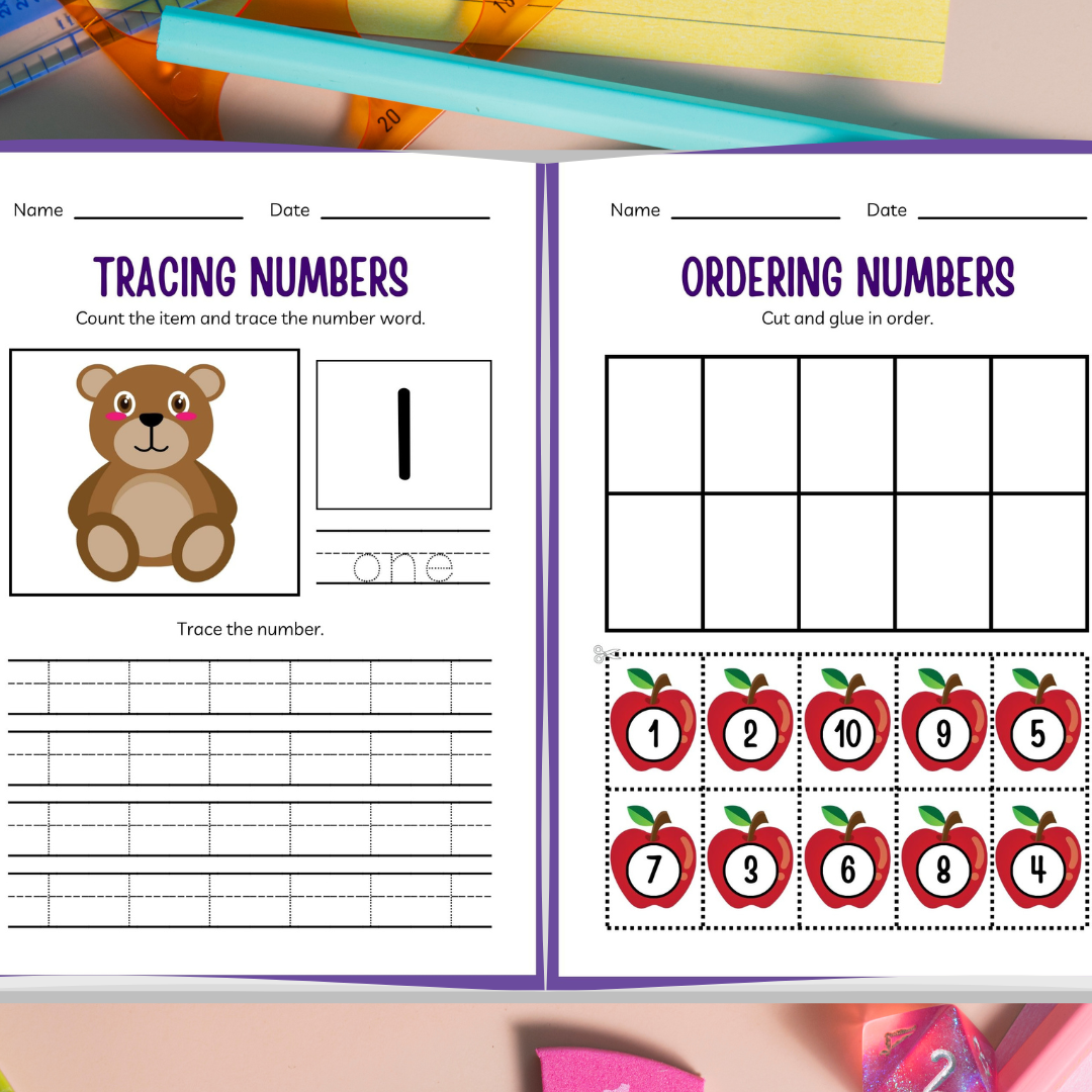 Numbers worksheets kindergarten math