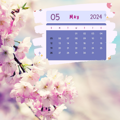 Cute Illustrated Flowers Calendar Monthly