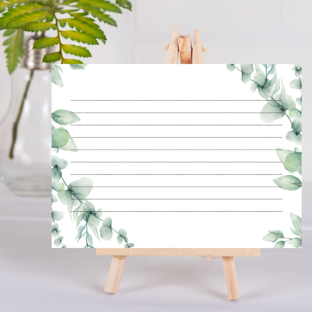 Note card with floral watercolor frame